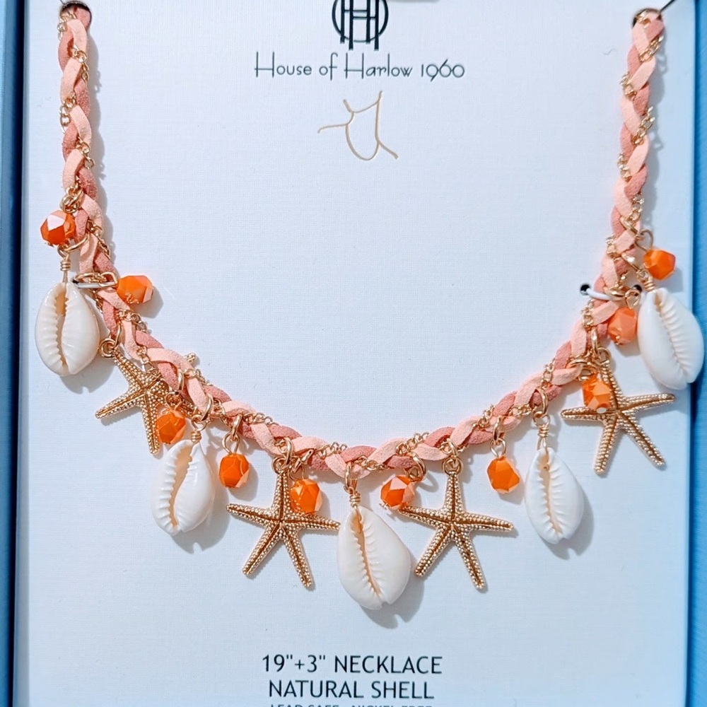 House of Harlow 1960 Shell Starfish Orange Gems Pink
Braided Charm Necklace NWT - Picture 2 of 4